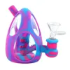 Narghilè all'ingrosso Becher in silicone Bong Tubi dell'acqua Infrangibili Piattaforme petrolifere in silicone MINI Bubbler Bong con ciotola di vetro