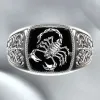 Gothic Punk Scorpion Male Retro Ring Scorpion Pattern 14K White Gold Rings for Men Jewelry Wholesale