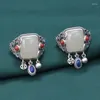 Küme halkaları etnik stil 925 sterling gümüş kare yeşim ayarlanabilir yüzük kadınlar için vintage lapis lazuli püskül parmak takı jz142