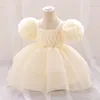 Vestidos de menina para bebês meninas manga bufante para festa de casamento renda bolo tutu infantil 1º aniversário vestido de princesa batismo