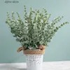 フェイクフローラルグリーン人工花緑のユーカリの葉ブランチ10pcs for home dor for home deor for vase diyアクセサリー結婚式の装飾偽の植物y240322