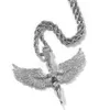 Hip Hop Vergulde Iced Out Zirkoon Wing Star Hanger Ketting voor Mannen Rapper Sieraden Cadeau