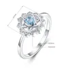 Bagues de cluster Top Qualité Aquamarine Bague Sun Flower 925 Sterling Argent Pour Femmes Trendy Anniversaire Dating Cadeau Fine Bijoux Lady