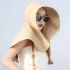 Frauen Große Krempe Sonne 2022 Neue Eimer Kappe mit Hals Klappe Vollen Schutz Anti-Uv Waschbar Strand Hüte Damen Panama hut