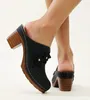 Hausschuhe LIHUAMAO Mode Mule Schuhe für Frauen Runde Zehen Blockabsatz Slipper Sandalen Slip On Loafers Square Pumps
