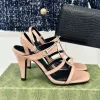 Designerskie buty na wysokim obcasie Sandały Formalne grube pięty Luxury Nowe kobiety Otwórz Klasyczne obcasy 9,5 cm oryginalne skórzane metalowe sandały na nagie paski