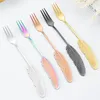 Spoons Creative Feather Spoon Fork Stainless Steel Coffee Cake Dessert Teaspoon Fruit Wedding Gift Kitchen Tableware