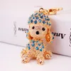 Nyckelringar Figure Dog Nyckelring Craft PVC Vinyl Animal Poodle Trinkets For Car Rhinestone Metal