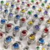 Band Rings 30Pcs/Lot Punk Jewelry Evil Eye Ball Ring Mticolor Gothic Hollow Engagement For Women Retro Sier Men Demon Drop De Dhgarden Dhvwv