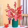 Vasen Chinesische künstliche Blume rote Glücksfrucht Keramik Vase Arrangement Hochzeit Dekoration Home Couchtisch Ornamente