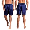 Heren Nachtkleding Heren Zijdeachtig Casual Thuis Nachtkleding Imitatie Zijde Satijn Pyjama Shorts Pyjamabroek Slaapbroeken Effen Kleur