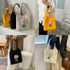 Totes Flower Bucket Handtaschen Praktische Canvas-Einkaufstasche im koreanischen Stil mit großer Kapazität Pendlerfrauen