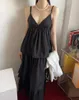 Casual Dresses Sexy Black Deep V-neck Halter Maxi Dress Women Summer Loose Sleeveless Backless Long Beach 2 Colors