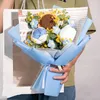 Creative Woolen Handwoven Flower Bouquet Sunflower Birthday Valentines Day Gift Romantic Wedding Simulation Sticked 240308