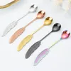 Spoons Creative Feather Spoon Fork Stainless Steel Coffee Cake Dessert Teaspoon Fruit Wedding Gift Kitchen Tableware