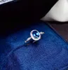 Anelli a grappolo 5mm 7mm Anello con topazio blu naturale di grado VVS da 0,6 ct per uso quotidiano Gioielli in argento sterling 925