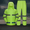 Reflekterande regnrock Rainpants Set Traffic Health Patrol Outdoor Mountaineering Split Safety Waterproof Cloak Rain Gear Raincoat 240307