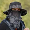 Multifunctionele Camouflage Outdoor Klimmen Vissen Rand Visser Hoed Zomer Heren Emmer Nekbeschermer Zon Bescherming Cap 240318