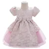 Girl Dresses 0-5Y Kids Flowers For Girls Floral Pink Vestido Christmas Clothes Children 2024 Year Elegant Prom Tutu Gown