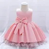 Sukienki dla dziewczynek Style na wiosenne i letni łuk bez rękawów Tutu Dress Dress Party Birthday Party Princess Mesh Puszysty ubrania 1-6y