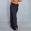 Юбки Женская юбка из шелковистого атласа с высокой талией и эластичной резинкой до щиколотки, трапециевидной формы