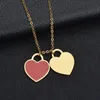 Collana a cuore pendenti collane con ciondolo donna argento catena d'oro fascino moda lussuoso amore rosa rosso verde collana da donna gioielli in acciaio inossidabile placcato oro 18 carati