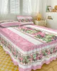 Bed Skirt Christmas Pink Snowflake Flower Plant Poinsettia Fitted Bedspread With Pillowcases Mattress Cover Bedding Set