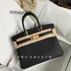 Genuine Leather Handbag Bk L Bag Manual Wax Thread Lychee Pattern Togo Calfskin Leather Handbag Lock Casual Womens Bag