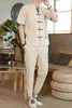 Men's Tracksuits Cotton And Linen Sportswear (Shirt Trousers ) Suit Pants Fashionable Chinese Style Summer