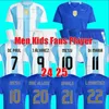 Fotbollströjor Argentina 3 -stjärniga Messis 24 25 fans Player Versions Mac Allister Dybala di Maria Martinez de Paul Maradona Child Kids Kit Men Women Football Shirt