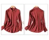 البلوزات النسائية Ycmyunyan-Women ساتان القمصان القديمة الحرير أحادي اللون