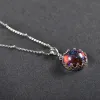 ネックレスITSMOS DRAGON'S BREARS PENDANT NECKLACE FIRE OPAL RAUND CABOCHON 13mmヴィンテージ女性用エレガントなギフトブルーライトネックレス