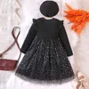 Girl Dresses Autumn Long Sleeve Sequined Shiny Princess Girls Dress Kid Year Tulle Children Birthday Party Tutu Vestidos With Hat