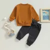 Conjuntos de roupas Visgogo Criança Meninos Roupas 2 PCS Manga Longa Carta Imprimir Suéter Tops e Calças de Cordão Primavera Outono LSets