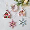 Julekorationer 1st Pink Donut House Snowflake Tree Ornament Hanging Pendant Home Party Navidad Winter Year Decor