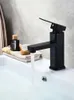 Bathroom Sink Faucets Black Faucet -Cold Water Mixer Taps Deck Mounted Stainless Steel Paint Basin Kitchen Accessories