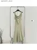 Basic Casual Dresses Womens Chiffon A-Line Dress Square Neckline Tight Fit Dress Shoulder Italian Patch Work Band Elegant Satin Dress Korean Gown Q240322