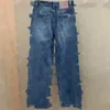 Designers Mulheres Denim Calças Bordadas Carta Design Jeans Cintura Alta Moda Calça Longa Jean