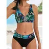 Maillots de bain pour femmes 2024 taille haute femmes rétro maillot de bain maillot de bain femme design impression bikini été deux pièces ensemble bain