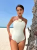 Damska odzież kąpielowa Peachtan biała panna młoda w stylu One Piece Swimsuit Kobieta 2024 Luksusowe eleganckie bodysuit bodysuit dziewczęta plażowe