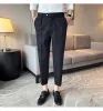 Pantalones de vestir de negocios para hombre, pantalón fino hasta el tobillo, informal, para oficina, Social, fiesta de boda, ropa, primavera y verano, 2024