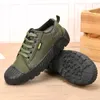 Zapatos para caminar TaoBo de corte bajo para hombre, informal, de lona, negro, para exteriores, sitio de construcción, antideslizante, protección para el trabajo, suela blanda, ejército