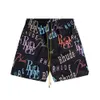 Men's Shorts Leisure Beach Style Inner Net Grn Apricot Tree Black Short Colored Letter Full Print with Tags Extra Large H2404010CU2