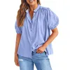 Camisas femininas moda verão botão-para baixo camisa de manga curta v pescoço algodão formal casual topo blusa feminina