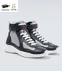 Summer Walk High Top America Cup Hommes Baskets Chaussures Vélo Tissu En Cuir Verni Baskets Semelle En Caoutchouc Casual Marche Discount Chaussure De Sport EU38-46 Boîte D'origine