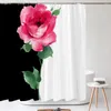 Rideaux de douche Rideau de rose coloré Belle fleur Tissu d'impression imperméable Polyester Salle de bain avec crochets Décoration