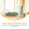 Dinnerware Sets 3Pcs Hand-woven Bamboo Baskets Multi-function Mesh Strainers Household Trays