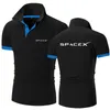 SpaceX Space X hommes qualité couleur unie chemises coton manches courtes décontracté Polos à la mode été haut à revers 240320