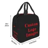 Anpassad din design Portable Lunch Box Women Customized Printed Thermal Cooler Food Isolated Bag School Children 240313