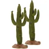 Dekorativa blommor 2 st små kaktusmodellkontorbildekor Simulerade prydnad PVC mini -figurer